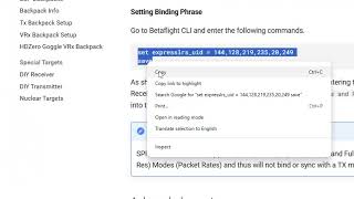 Reminder on how to Set Binding Phrase in Betaflight
