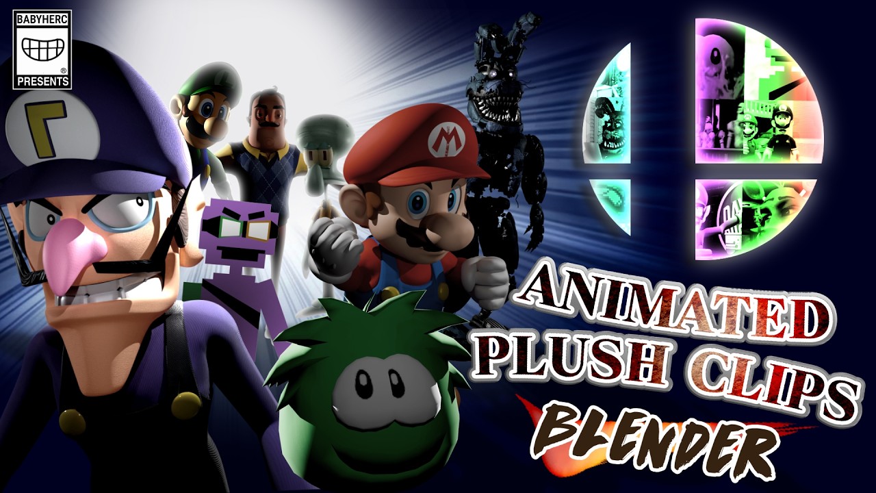 (Blender3D) Miscellaneous Plush Clips Animated! (Mario, Fnaf, And More!)