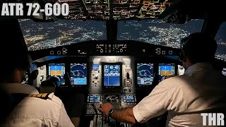 Iran Air ATR 72-600's Night Landing Cockpit view at Tehran Mehrabad Airport