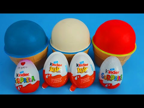 Play Doh Ice Cream Cups with Surprise Eggs Kinder Surprise Eggs