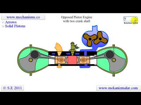 Opposed Piston Engine with two cranks