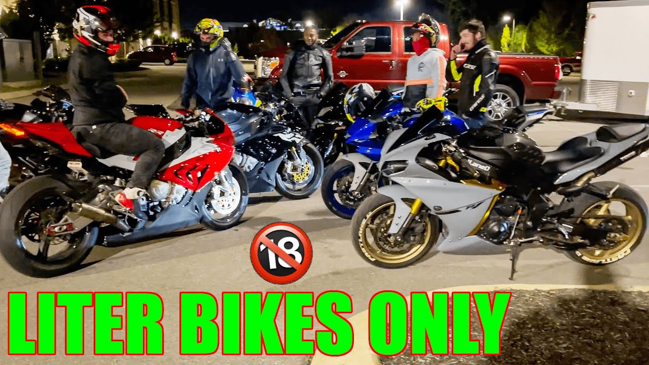 Yamaha R1 vs BMW S1000rr vs Kawasaki ZX10r & Yamaha R6 Night Cruise