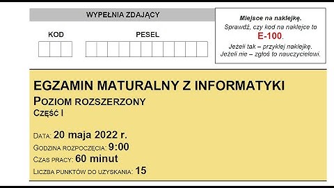 Matura z informatyki 2022 - ARKUSZ I (cały arkusz)