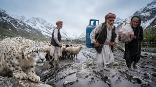 Elderly Couple Working Hard in Snow and Rain to Survive in a Remote Himalayan Village