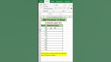 ABS function in ms excel tips and tricks #shortvideo #education #exceltips