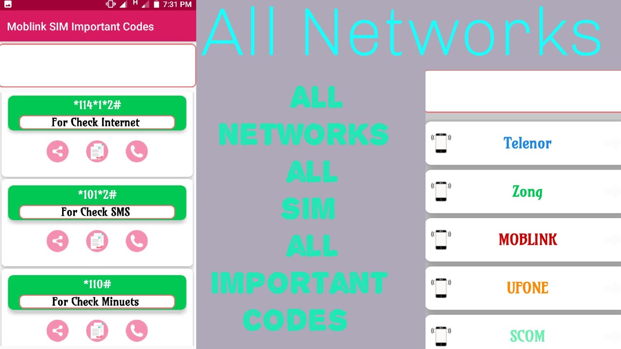 All important codes for all sims| Sare Network k sare important codes ...
