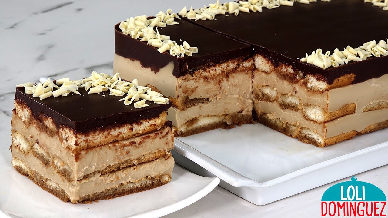 Una TARTA DE MOKA SIN HORNO NI GELATINA, tierna, jugosa y con un sabor delicioso a café y chocolate