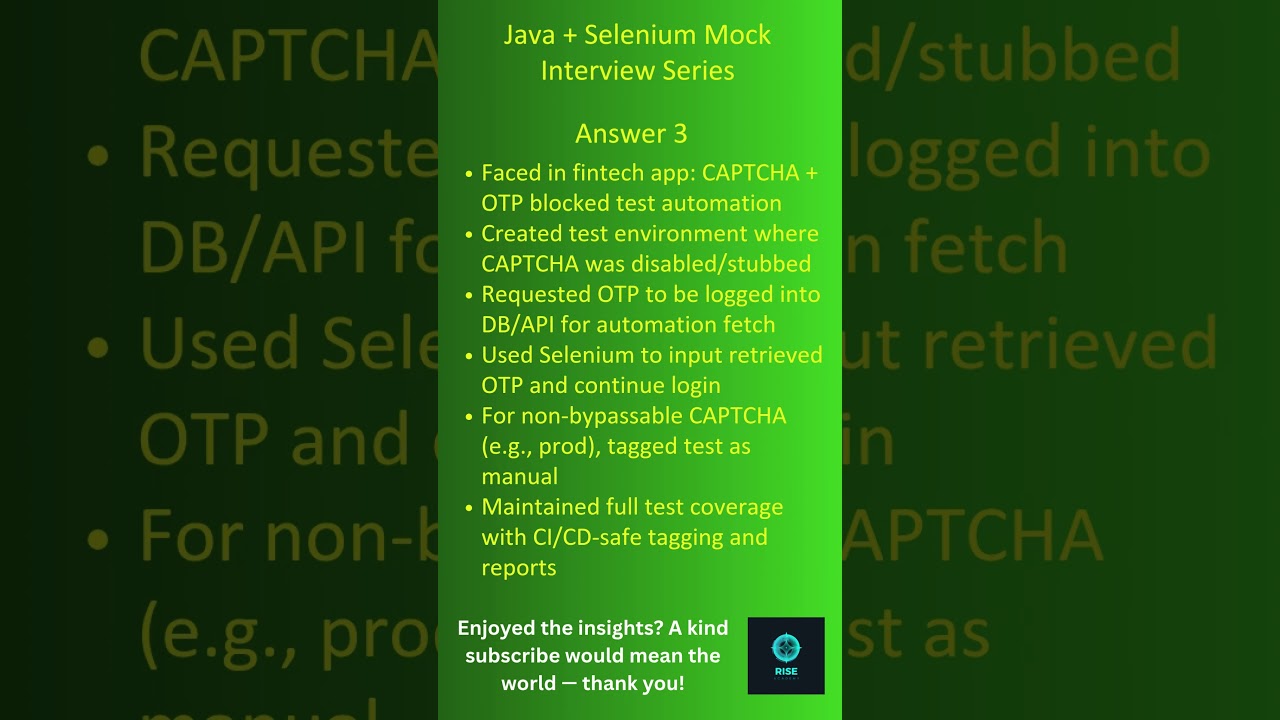 Automation Testing | Mock Interview Questions | Java with Selenium |  Real Interview Question 3