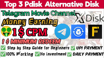 Top 3 Pdisk Alternative Website 1$ CPM | Mdisk Xdisk Fdisk || Telegram Movie Channel || PremkumarTPK