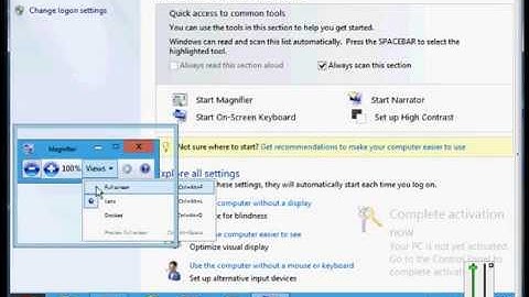 How to use the magnifier in full screen mode in Microsoft Windows Server 8