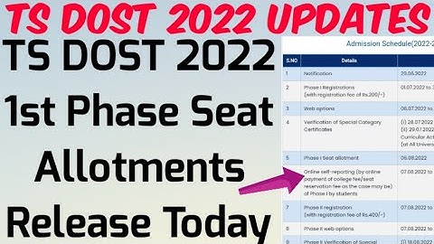 TS DOST 2022 1st Phase Seat Allotments Release Today🤩//TS DOST 2022 Seat Allotments latest update