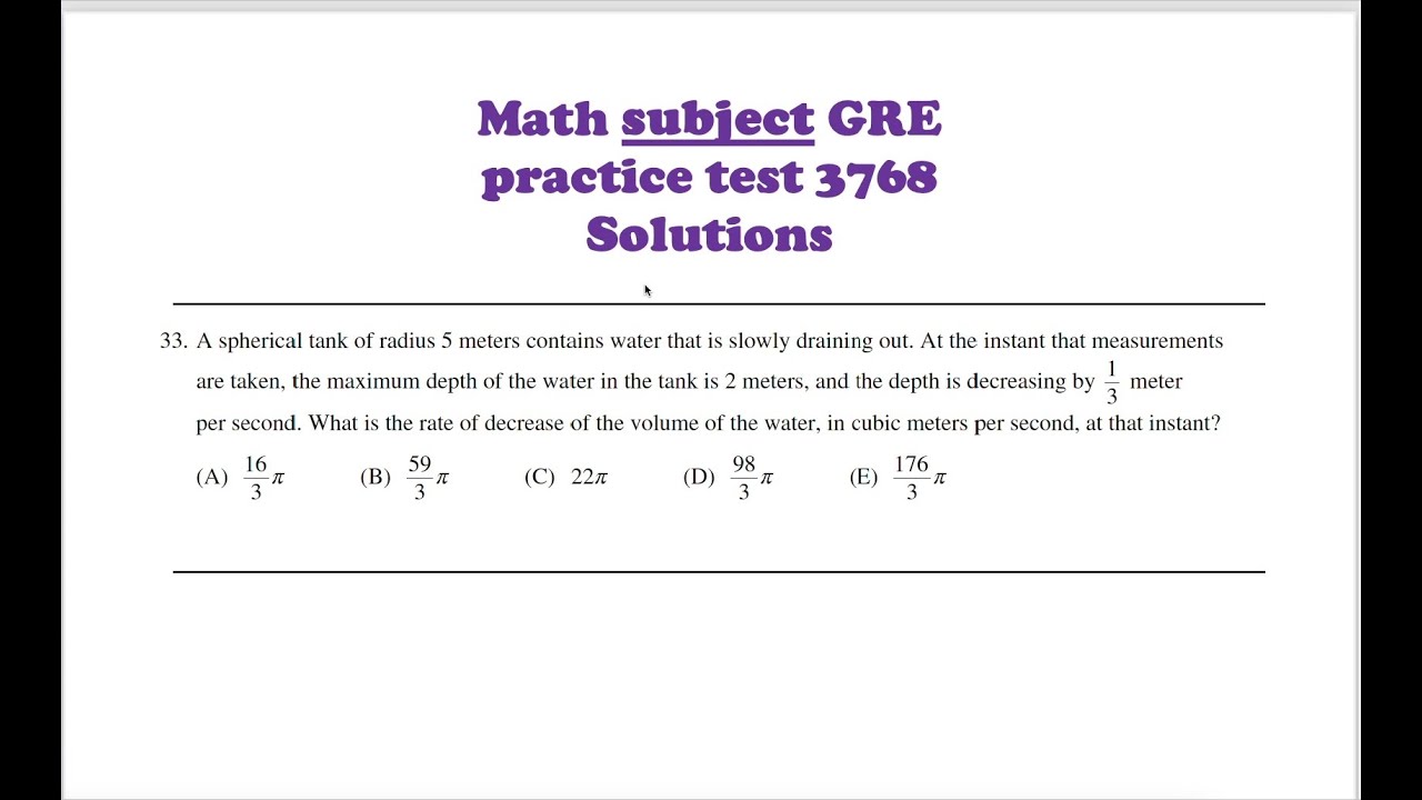 Math subject GRE 3768 problem 33 - YouTube