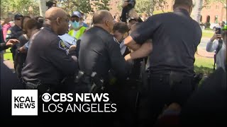 ProPalestinian protesters clash with campus police at USC's Alumni Park