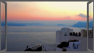 Relax/Focus in Santorini to Ambient Sounds [HD] - Fake Window for Projector/TV