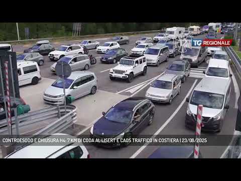CONTROESODO E CHIUSURA H4: 7 KM DI CODA AL LISERT E CAOS TRAFFICO IN COSTIERA | 23/08/2025