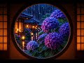 🌙 雨の紫陽花庭園 | Moonlit Hydrangea Garden | Rain Sounds for Deep Sleep