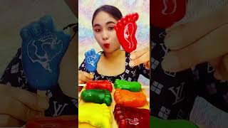 very tasty colorful homemade jelly cake ice cream asmr eating