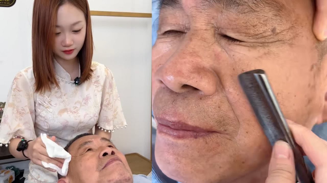 Skilled LADY Barber!l!💫🌞Beauty barber shave and massage compilation 50