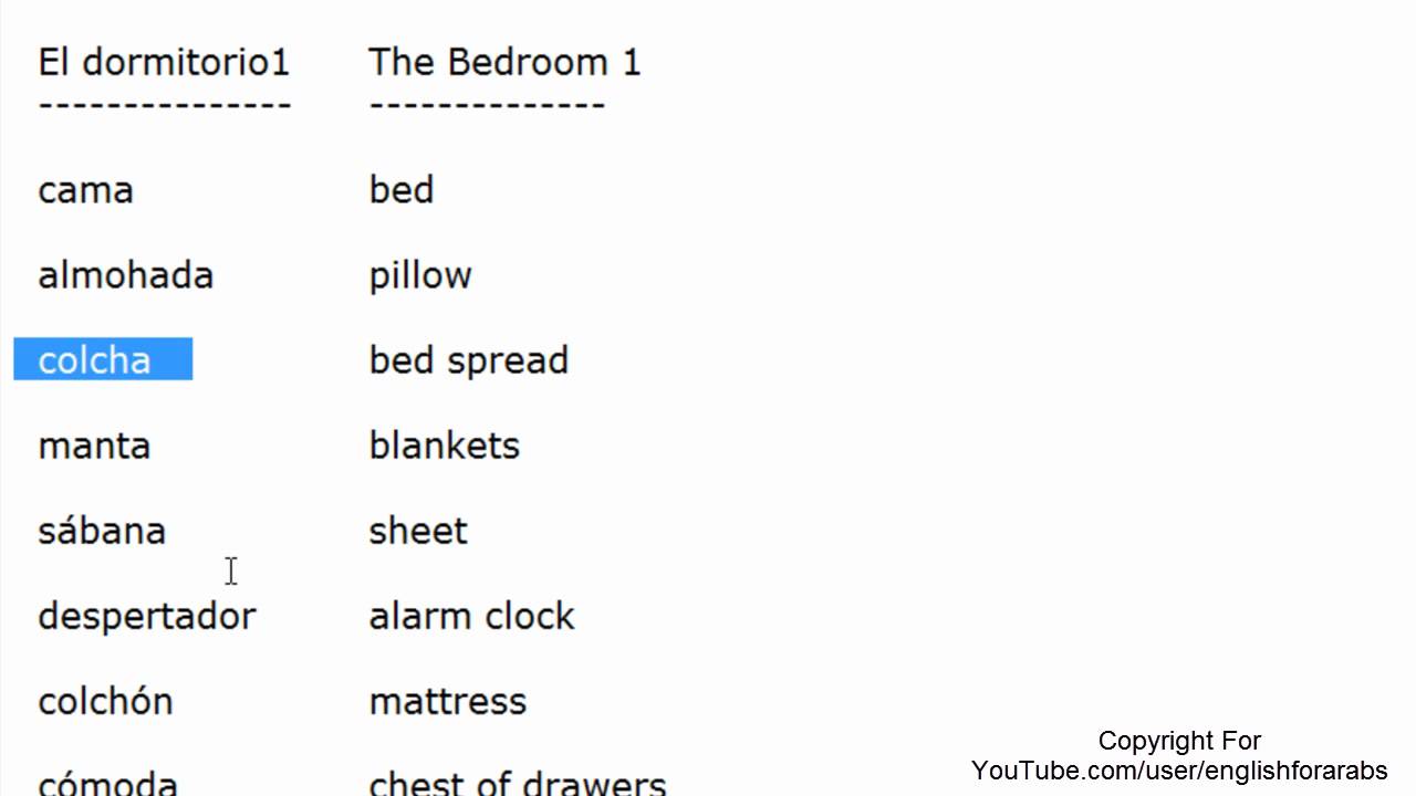 Bedroom vocabulary in Spanish part 1 Spanish For Beginners ...