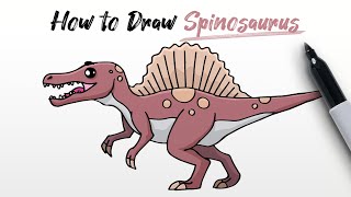 How to Draw a Spinosaurus (dinosaur from Jurassic Park and World) Step By Step