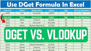 🔥 Use of DGET Formula Over VLOOKUP Formula In Excel