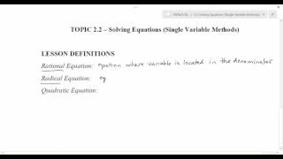 2.2.1 - Equations Vocabulary