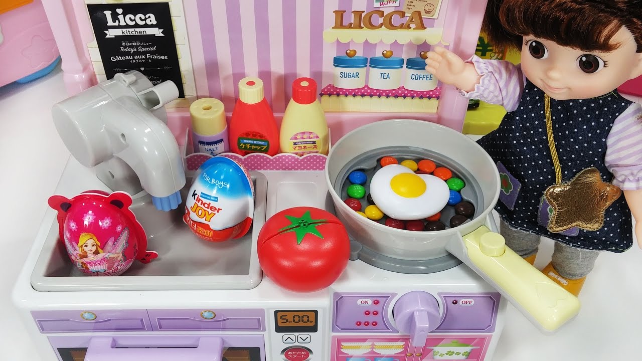 ⁣리카짱 주방놀이와 킨더조이 쥬쥬 서프라이즈 에그 콩순이 아기인형 뽀로로 장난감 놀이 Baby doll cute Kitchen Cooking play Surprise Egg Toys