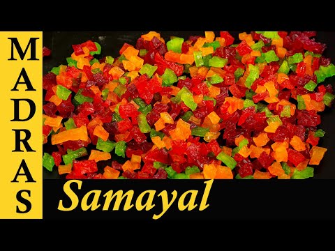 Tutti Frutti Recipe in Tamil | Candied Raw Papaya Tutti Fruiti | How to make Tutti Fruiti in