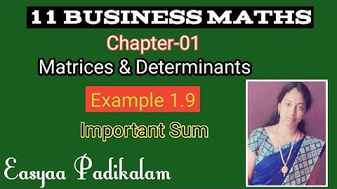 11 Business Maths - Example 1.9 - Important Sum