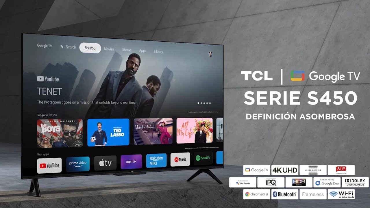 Pantalla TCL LED 55s454 smart TV de 55 pulgadas 4K/UHD con Google tv