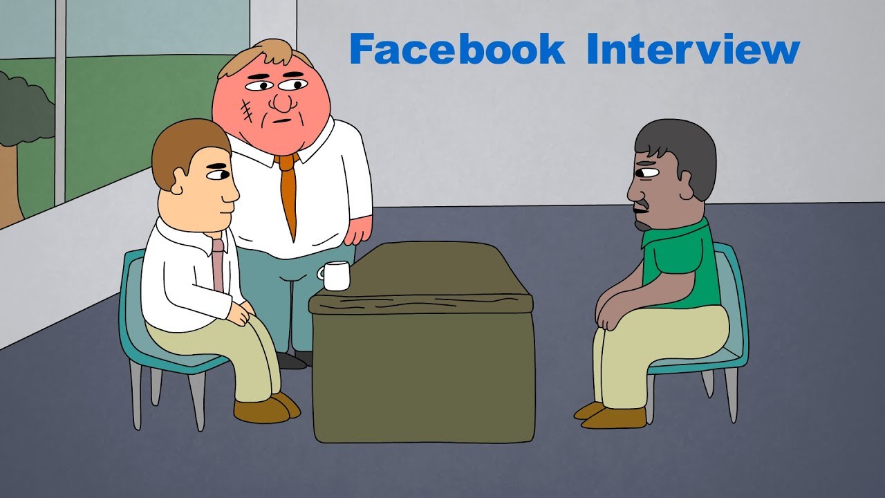 A guy has an interview at Facebook or some junk.A cool cartoon By Marc M.Ch...