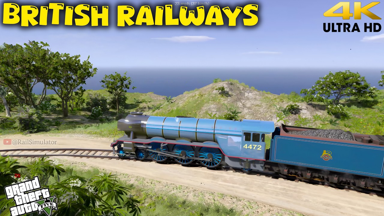 British Railways 4472 Steam Train in Cayo Perico Island Map - Grand Theft Auto V