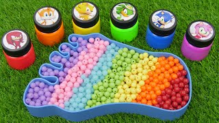 Oddly Satisfying l Mixing ALL Color Beads IN TO Rainbow Foot Bathtub AND Magic Paints & Cutting ASMR