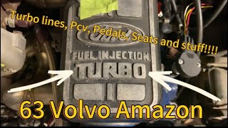 63 Volvo with a Ford 2.3 Turbo Engine Build Part 3 ish, Turbo lines, PCV, Pedals, Seats and Stuff