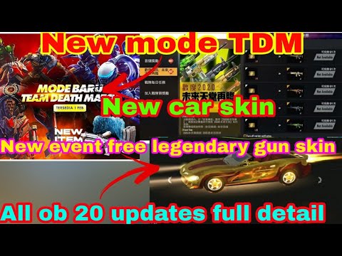 Free fire new OB 20 update full detail new car skin and Free legendary