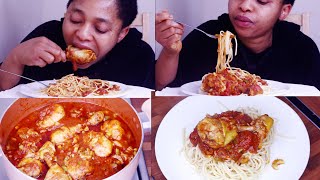 Mukbang Homemade Spaghetti Sauce With Spaghetti | Spaghetti Mukbang