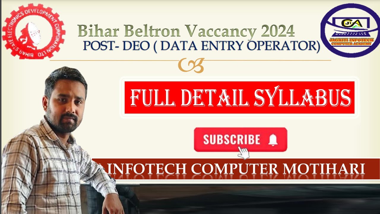 Bihar Beltron DEO 2024 Full syllabus (MCQ) and English Hindi Typing