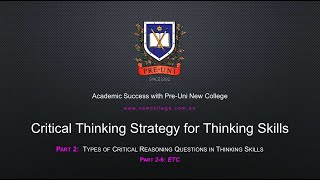 Critical Thinking Strategy For Thinking Skills Part 2-6 Etc