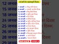 # जनवरी माह के महत्वपूर्ण दिवस #ALL EXAM IMPORTANT QUESTIONS AND ANSWERS #IAS #IPS#CDS##Short reels