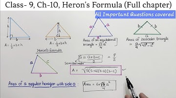 Class 9 Heron’s Formula full chapter in detail one shot video | Important Questions 9th Maths ch: 10