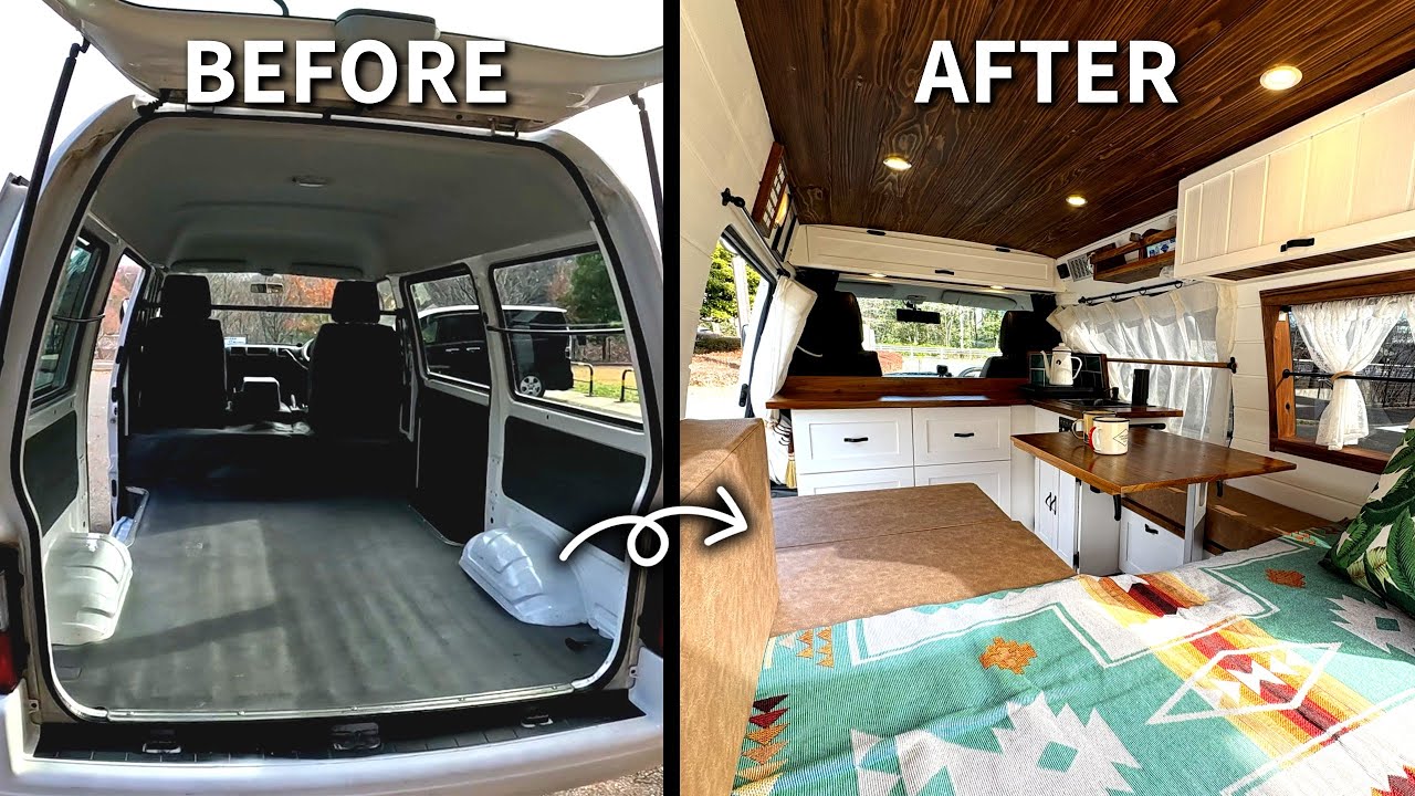 DIY Mini Camper Van Conversion. Full Build Timelapse / DIYで貨物用バンのボンゴをキャンピングカーに改造（タイムラプス）