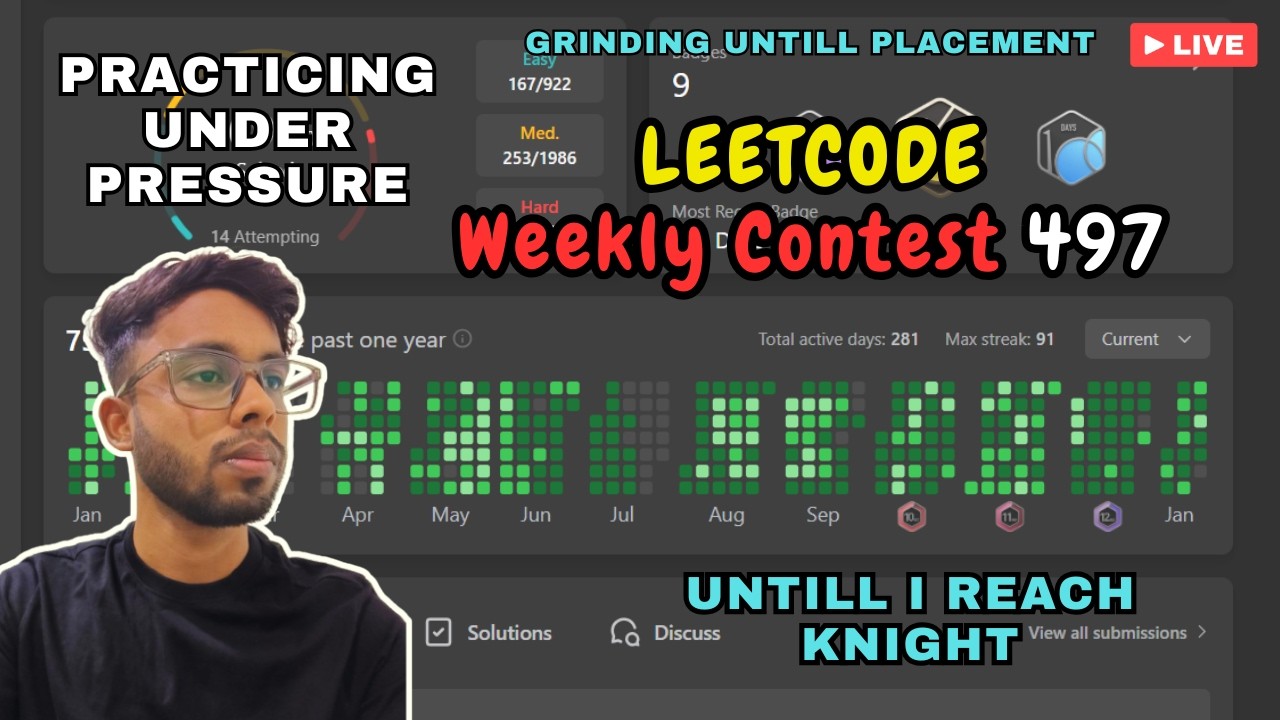 Weekly Contest - 497 | Solving Live | Code hidden for the contest - YouTube