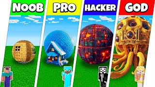 Minecraft Battle: NOOB vs PRO vs HACKER vs GOD: SPHERE HOUSE BUILD CHALLENGE / Animation