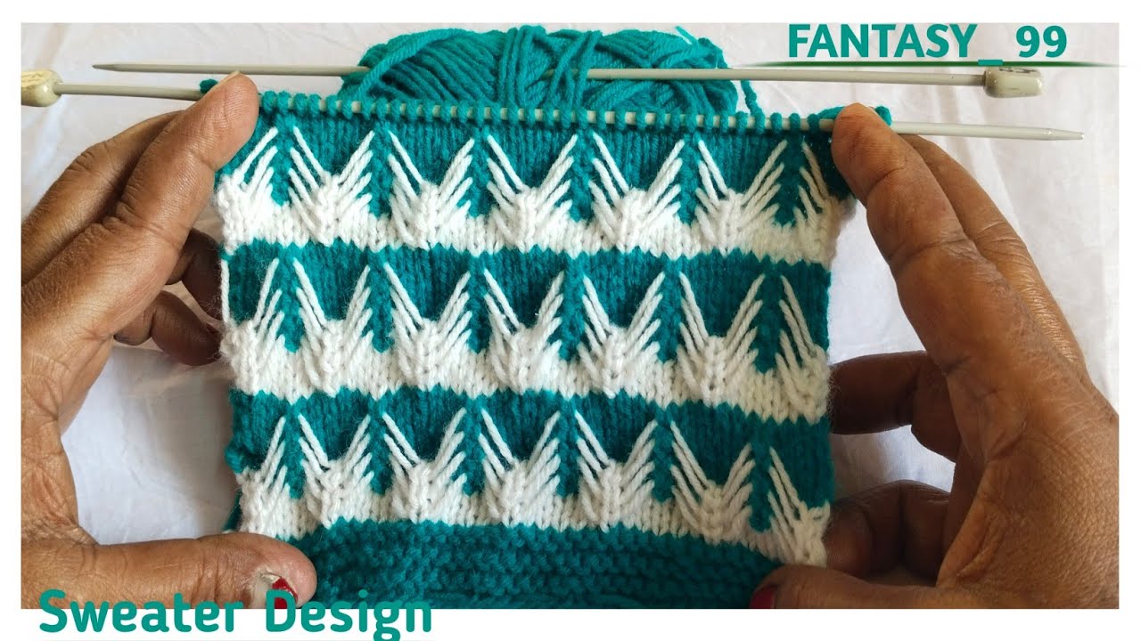 Two Colours woolen Sweater Design 💙🤍 ll Woolen Baby Sweater Design With