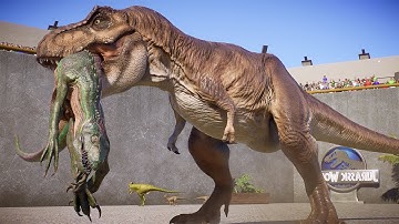 TYRANNOSAURUS REX vs ALL LARGE HERBIVORE & CARNIVORE - Jurassic World Evolution 2