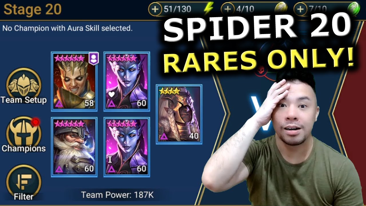 BEAT SPIDER 20 USING ONLY RARES! RAID Shadow Legends