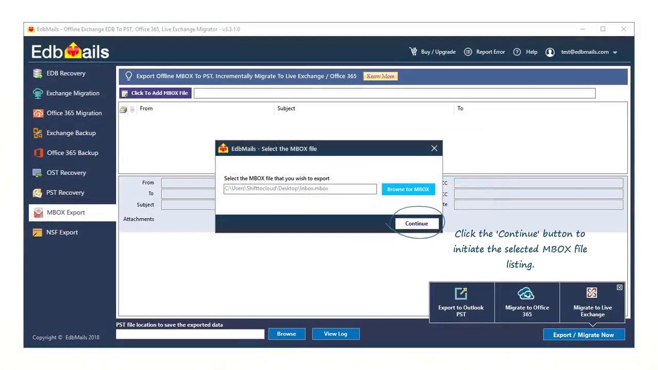 EdbMails - Office365 login for MBOX to Office 365 migration - YouTube
