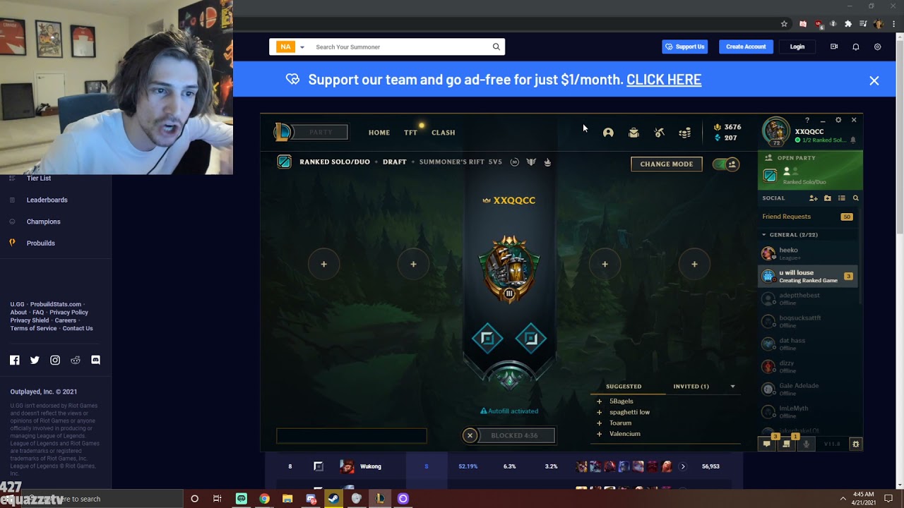 xQc rages over Riots Trash Client