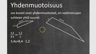 Kurssi 9: Trigonometriaa ja kirjainlaskentaa: osa1: Yhdenmuotoisuus