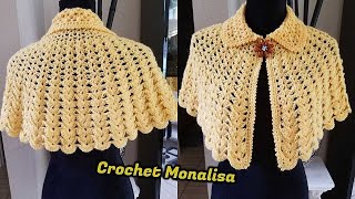 كروشيه بونشو/ شال/ كاب مميز وسهل بغرزة الصدفة, Crochet Poncho/ Shawl